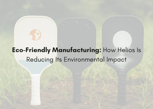 Helios bamboo pickleball paddle with eco-friendly packaging on a natural background